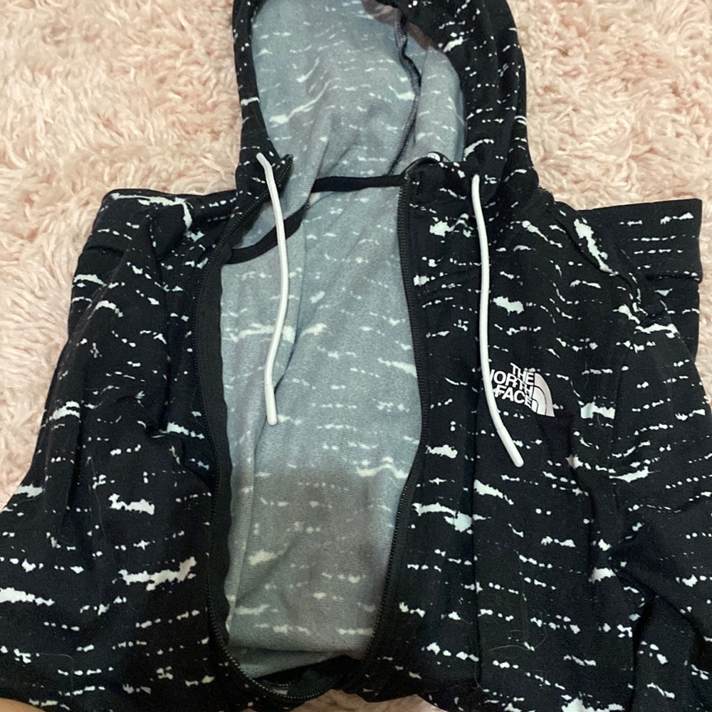north face splattered printed fleece jacket